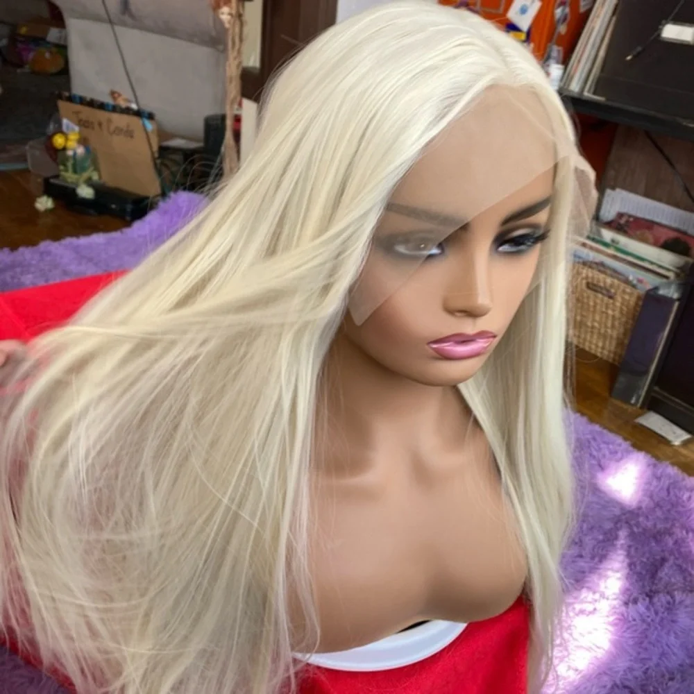 White blonde platinum lace front wig